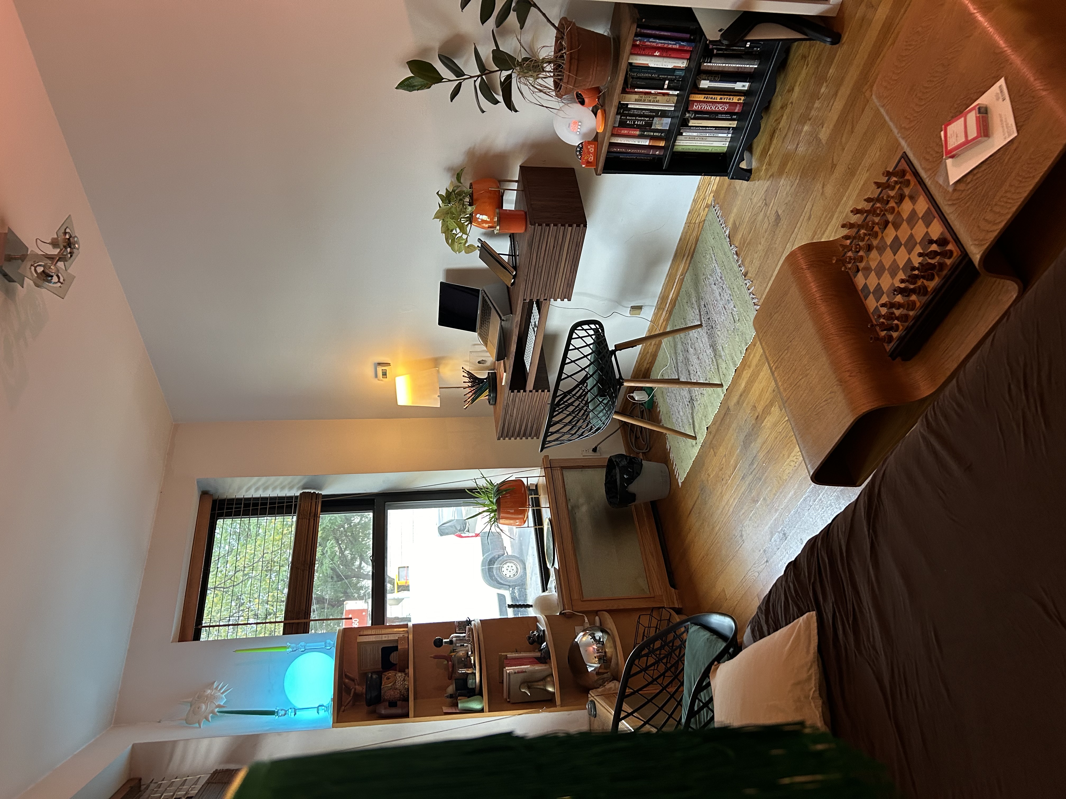 The east bedroom will retain the built in shelving and desk.